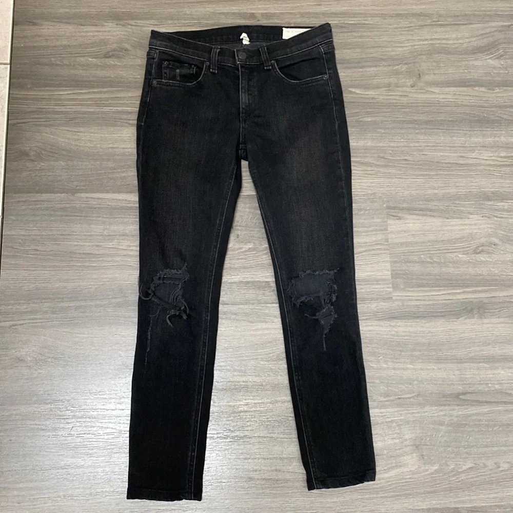 rag & bone Black High-Rise Distressed Skinny Jeans - Picture 4 of 16